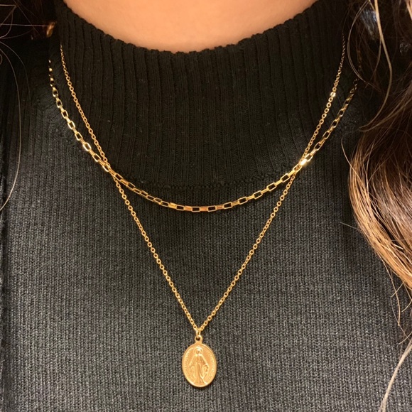 stainless steel gold chunky box chain necklace - Picture 3 of 7